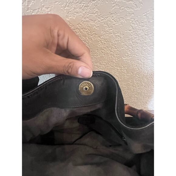 Gucci Black Suede Leather Bamboo Handle Hobo Bag With Detachable Crossbody Strap - Picture 8 of 8